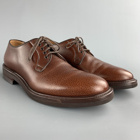 BRANDT Size 8.5 Brown Pebble Grain Leather Lace Up Shoes