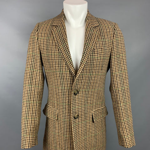 AMI by ALEXANDRE MATTIUSSI Size 40 Tan & Brown Plaid Wool Notch Lapel Coat