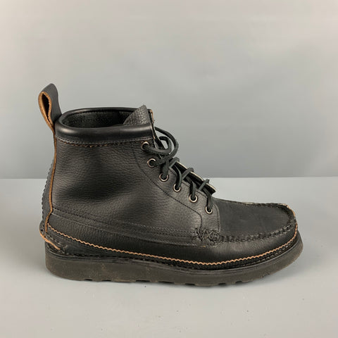 YUKETEN Size 9 Black Leather Lace Up Boots