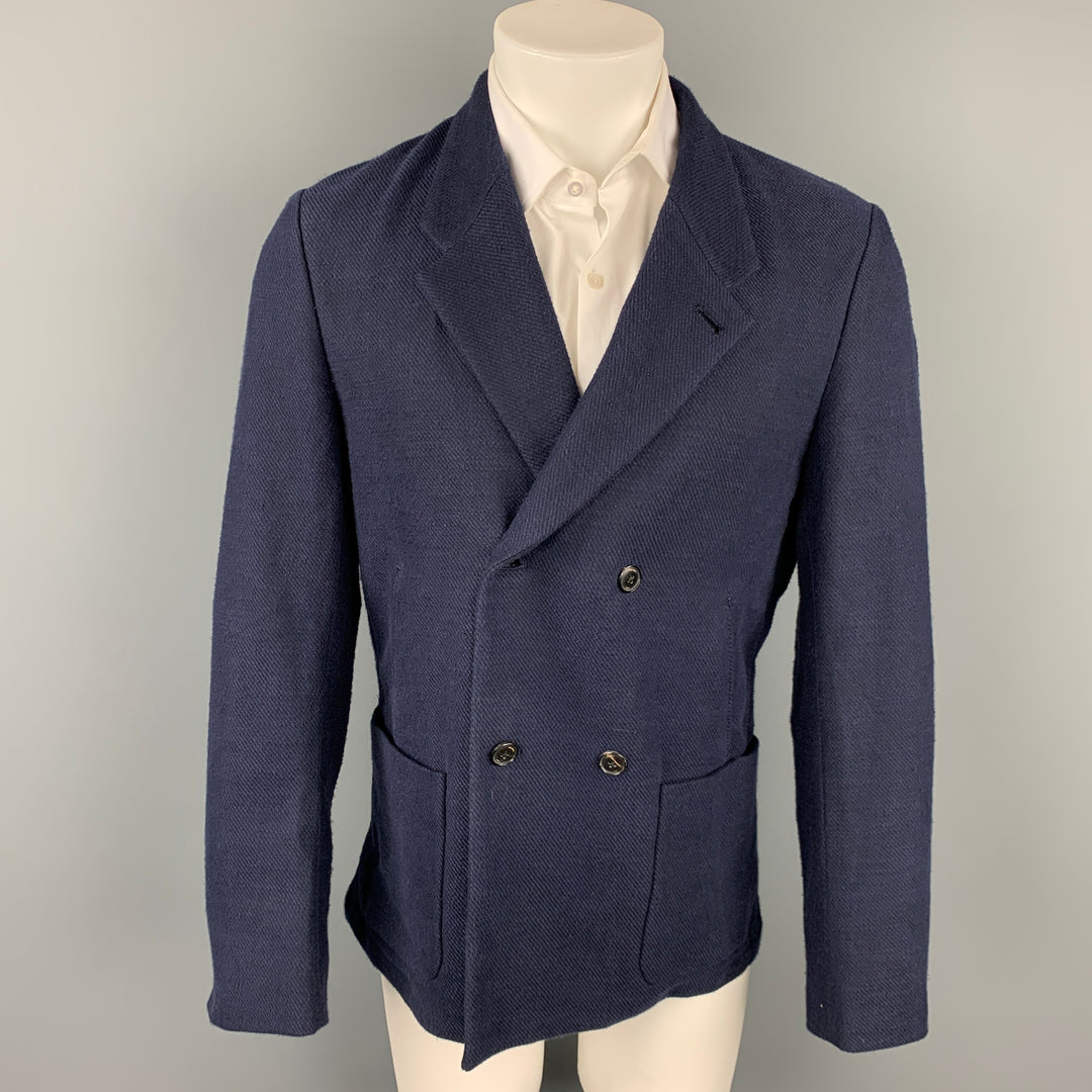 PAUL SMITH JEANS Abrigo deportivo con solapa de muesca en mezcla de algodón texturizado azul marino Talla M