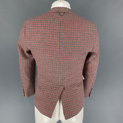BLACK FLEECE Size 36 White Navy Red Houndstooth Wool Sport Coat