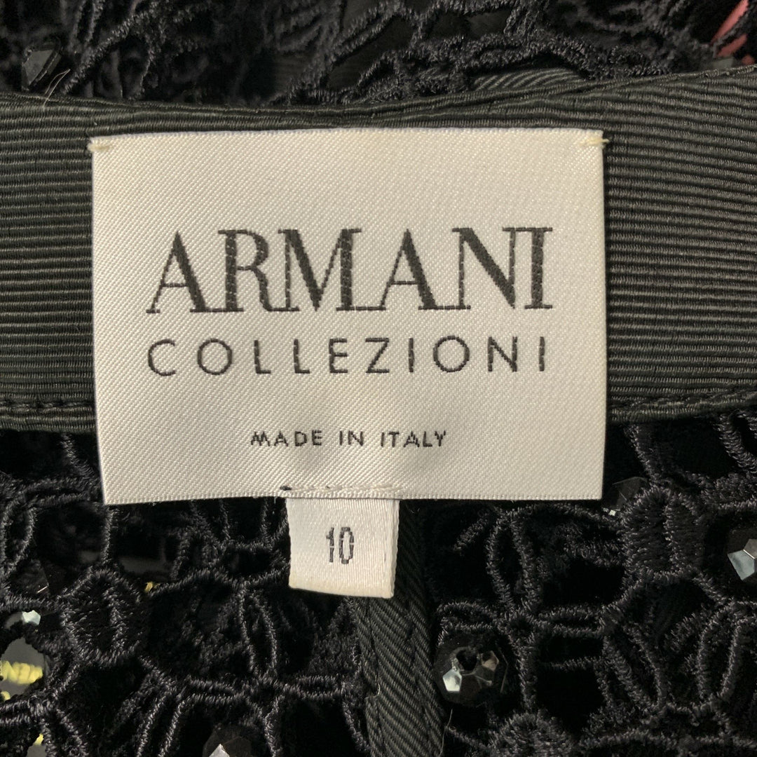 ARMANI COLLEZIONI Size 10 Black Mesh Scoop Neck Jacket