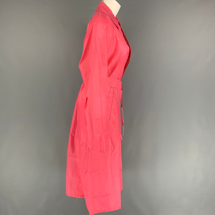 LONGCHAMP Size S Pink Nylon Belted Raincoat