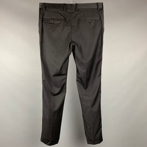 DOLCE & GABBANA Size 32 Black Wool Blend Tuxedo Dress Pants