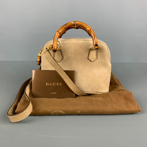 GUCCI Vintage Beige Suede Leather Mini Handbag