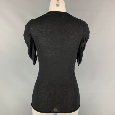 TSESAY Taille S Pull à manches courtes froncé en cachemire noir