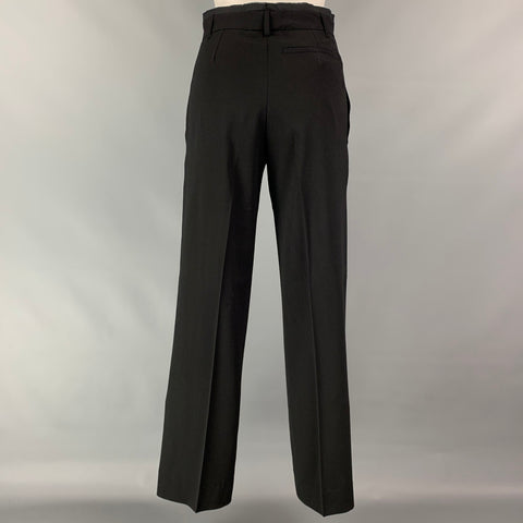 ANN DEMEULEMEESTER Size 4 Black Wool Peak Lapel Pants Suit