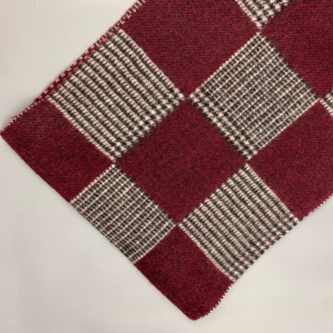 FRANCO SPADA Burgundy Grey Checkered Cashmere Scarf