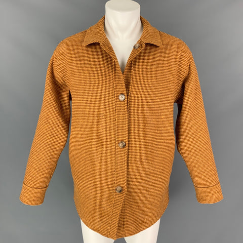 OPENING CEREMONY Size S Tan & Brown Plaid Polyester Blend Reversible Long Sleeve Shirt