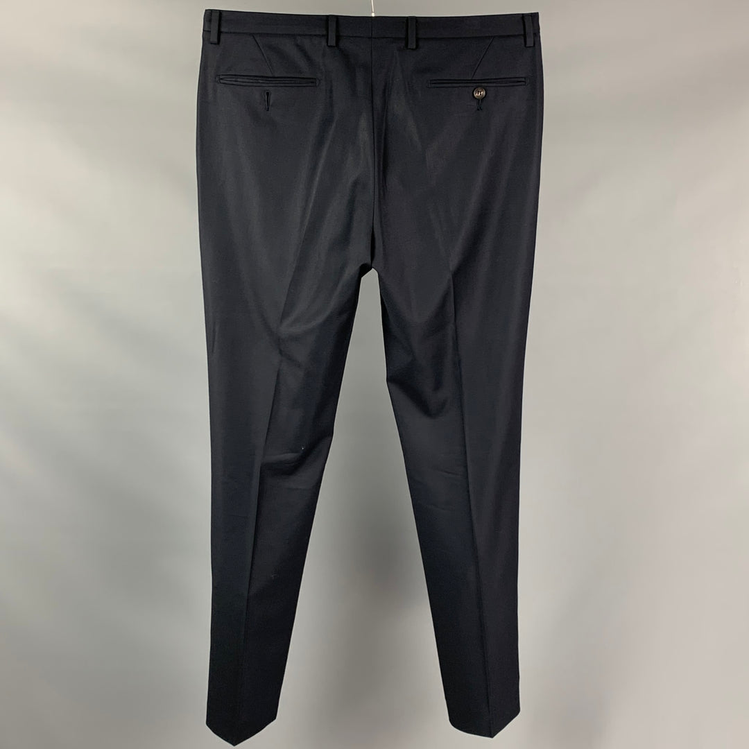 CALVIN KLEIN COLLECTION Size 32 Navy Wool Zip Fly Dress Pants