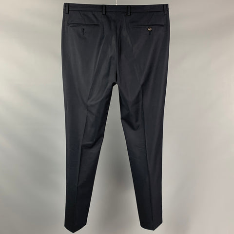 CALVIN KLEIN COLLECTION Size 32 Navy Wool Zip Fly Dress Pants
