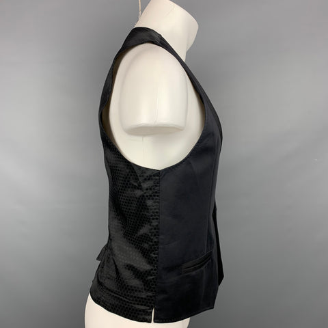 DOLCE & GABBANA Size 40 Black Cotton / Silk Shawl Collar Vest
