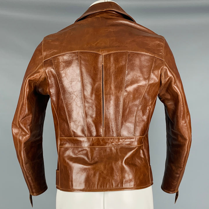 HIMEL BROS Size 40 Avro Brown Leather Motorcycle Jacket