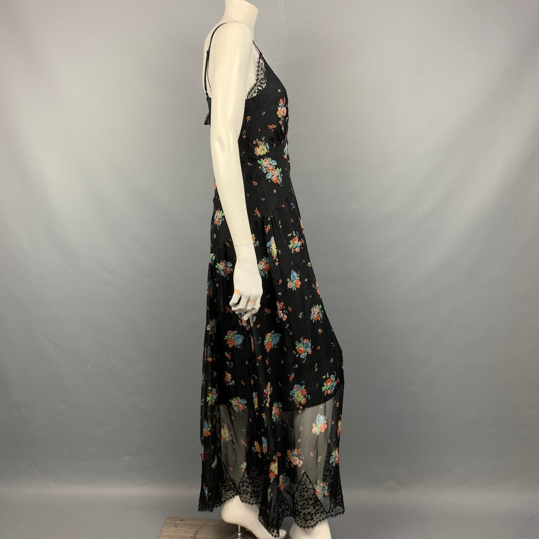 PACO RABANNE Size 4 Black Floral Lace Silk Maxi Dress – Sui Generis  Designer Consignment