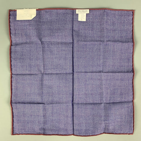 BRUNELLO CUCINELLI Burgundy Grey Tartan Cotton Pocket Square