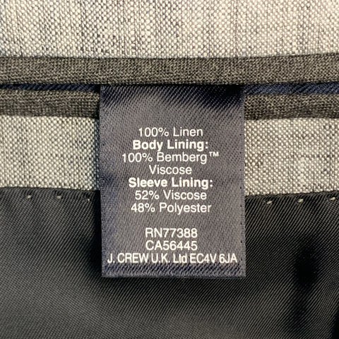 J. CREW 38 Regular Grey Heather Linen Suit