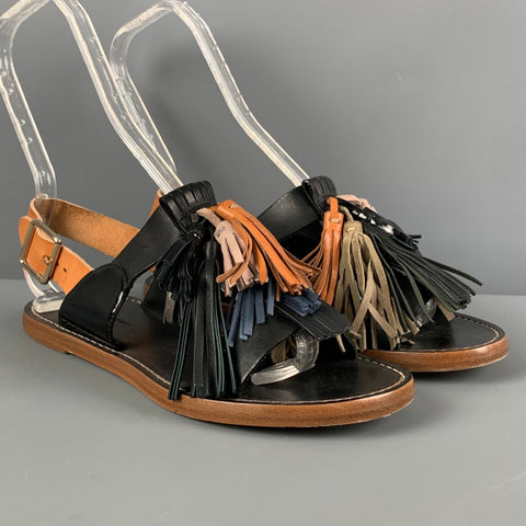 ISABEL MARANT Talla 7 Sandalias con borlas color canela negro