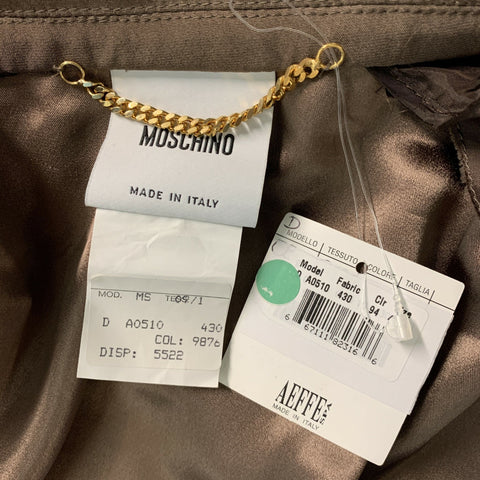 MOSCHINO Talla 6 Chaqueta sólida de mezcla de acetato color topo