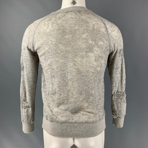 IRO Nona Size S Light Gray Distressed Cotton Blend  Long Sleeve Pullover