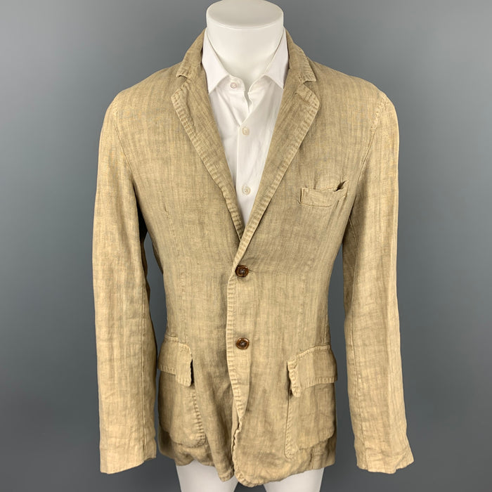 ETRO Size M Khaki Linen Notch Lapel Sport Coat