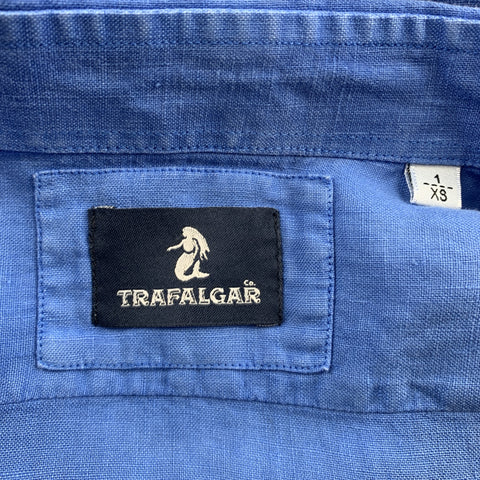 TRAFALGAR Taille XS Chemise à manches longues boutonnée en lin bleu