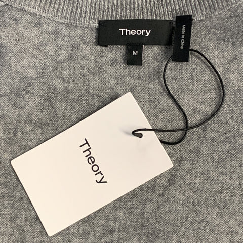 THEORY Size M Grey Heather Cashmere Crew-Neck Pullover Sweater