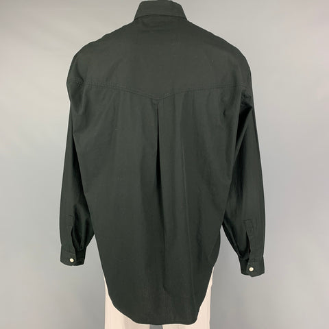 Vintage VERSACE JEANS COUTURE Size XXL Black Cotton Button Down Long Sleeve Shirt