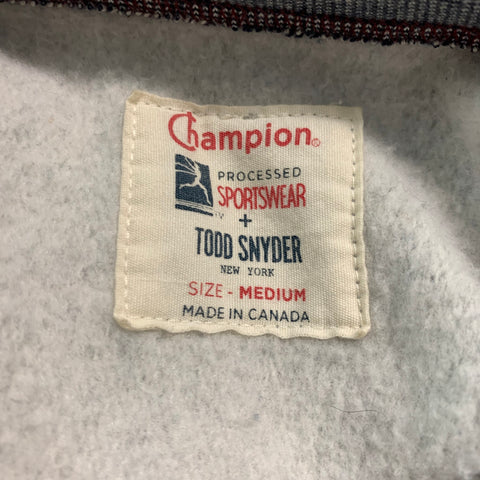 CHAMPION Size M Grey Navy Color Block Cotton Polyester T-shirt