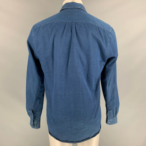 ACNE STUDIOS Size 40 Blue Solid Cotton Button Down Long Sleeve Shirt