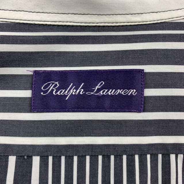 RALPH LAUREN Purple Label Size S Black & White Stripe Cotton Button Up Long Sleeve Shirt