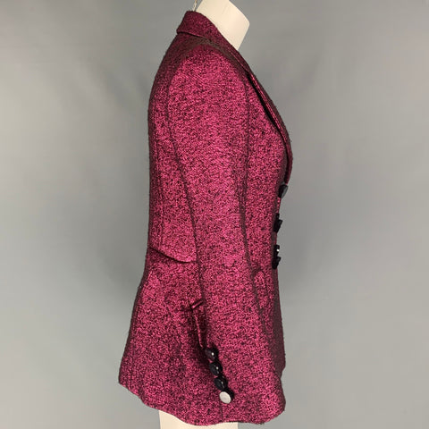 MARC JACOBS Pink Wool Blend Textured Double Breasted Jacket