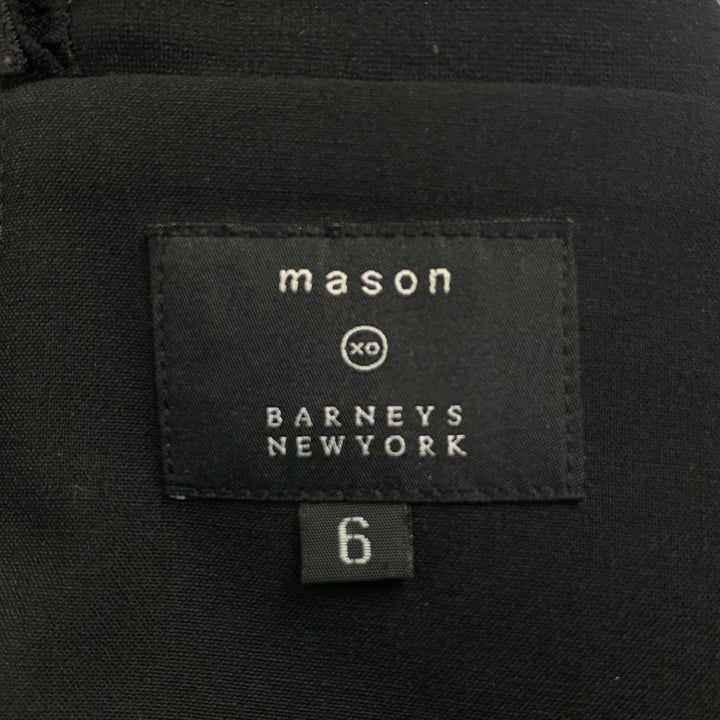 MASON x BARNEY'S NEW YORK Size 6 Silver Rayon Blend Two Tone Lambskin Black Casual Top