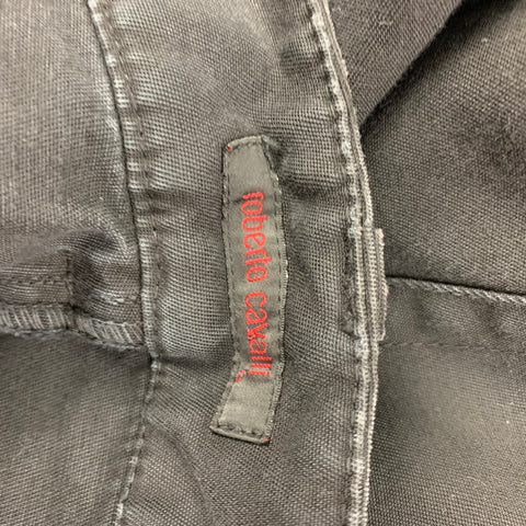 ROBERTO CAVALLI Size L Black Cotton Utility Casual Pants