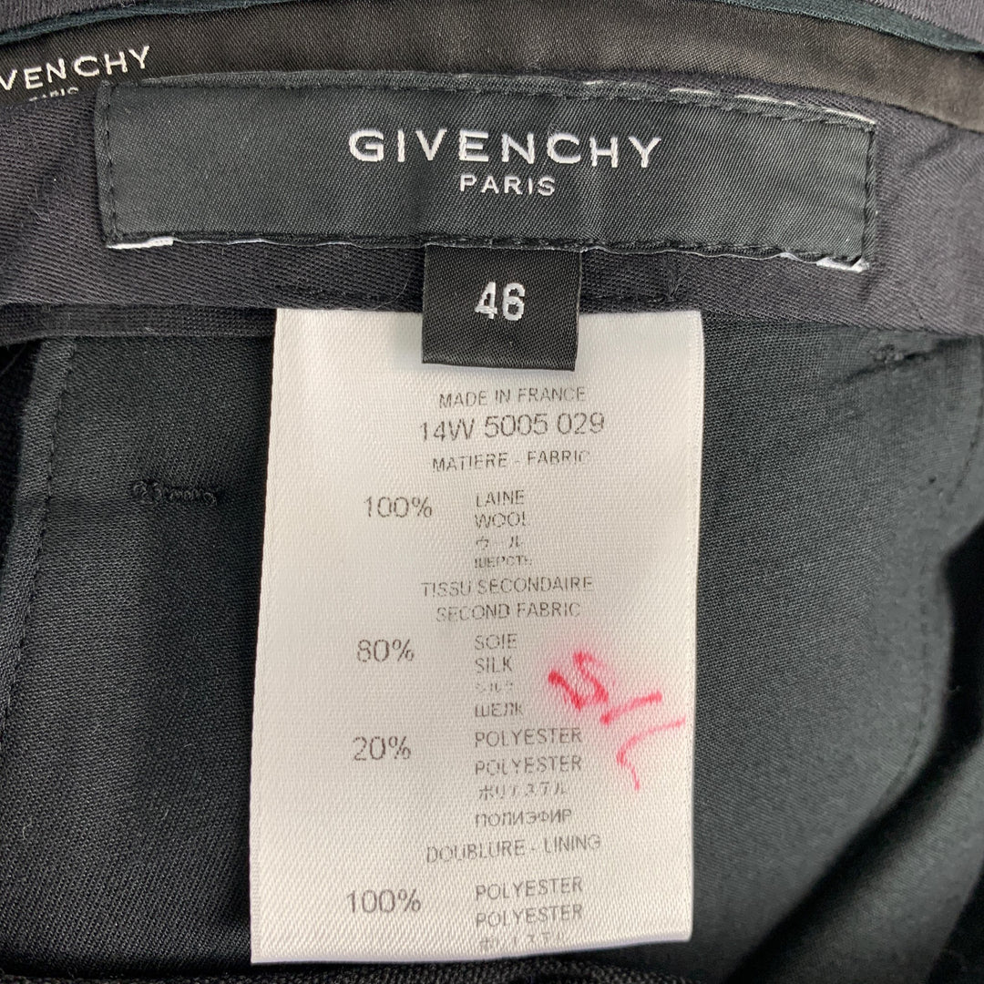 GIVENCHY Size 32 Black Solid Wool Wide Leg Dress Pants