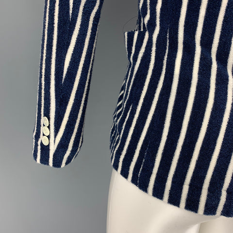 NAVIRES Taille 36 Marine Blanc Rayure verticale Terry Peak Revers Sport Manteau