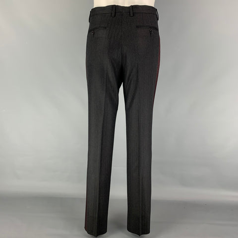 DOLCE & GABBANA Size 38 Grey Burgundy Polka Dot Virgin Wool 3 Piece Suit