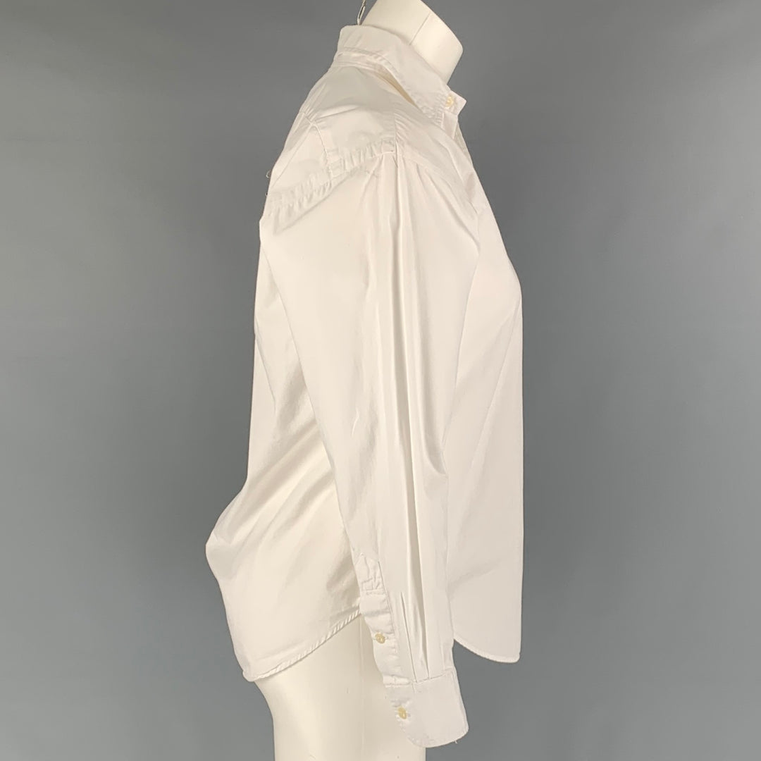 RALPH LAUREN Size 2 White Cotton Vintage Blouse