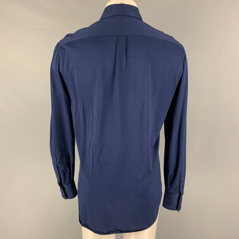 BRUNELLO CUCINELLI Size M Navy Cotton Button Up Long Sleeve Shirt