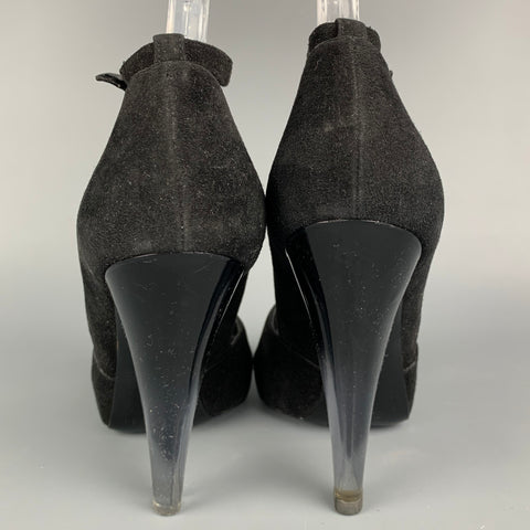 CASADEI Size 6.5 Black Suede Ombre Peep Toe Pumps