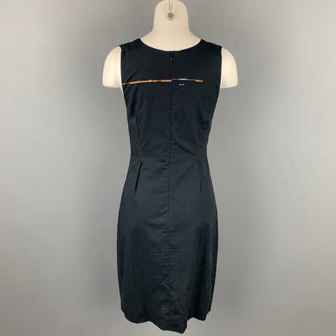 DRIES VAN NOTEN Taille 6 Robe droite en coton popeline noire et verte