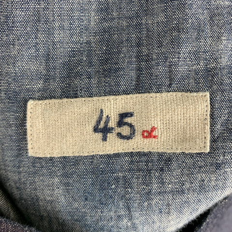 45rpm Size 34 x 34 Navy Heather Cotton Chambray Zip Fly Casual Flat Front Pants