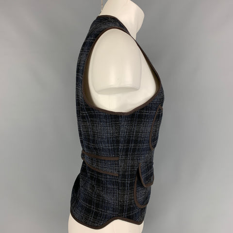 RRL par RALPH LAUREN Taille M Gilet en laine à carreaux bleu et noir