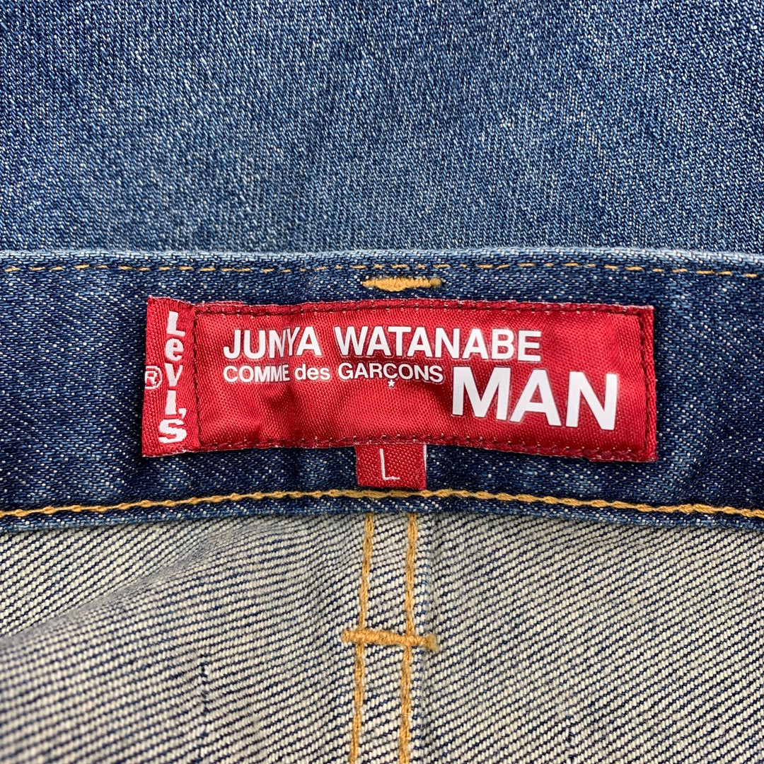 JUNYA WATANABE Size L Indigo Patches Denim Zip Fly Jeans