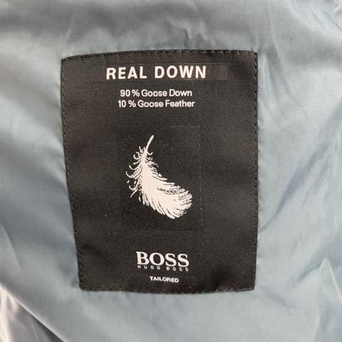 HUGO BOSS Size 44 Charcoal Quilted Wool Blend Hooded Down Vest