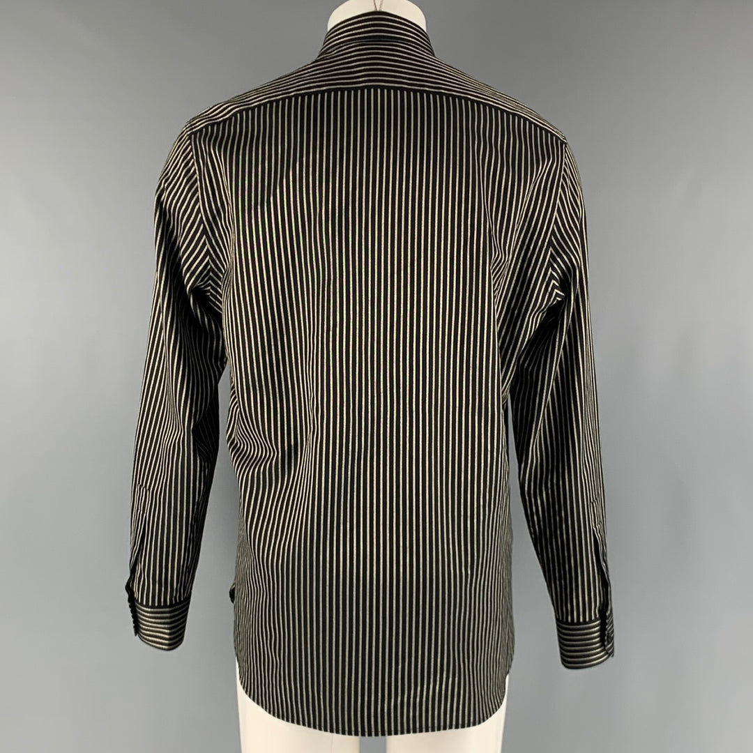 SAINT LAURENT Size M Black Gold Stripe Silk Blend Long Sleeve Shirt – Sui  Generis Designer Consignment
