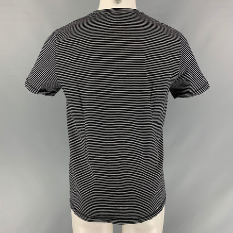 A.P.C. Size M Black & White Striped Cotton Short Sleeve T-shirt