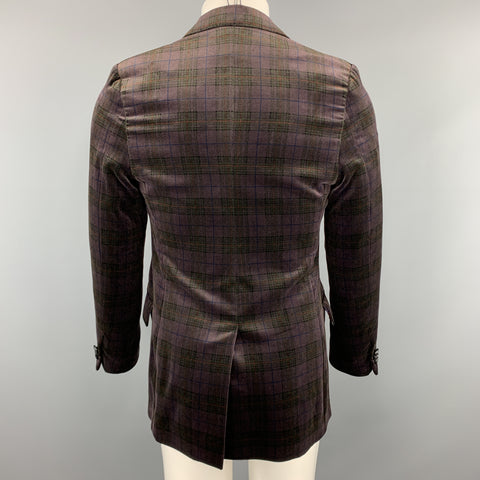 ETRO Size 40 Plaid Brown Velvet Notch Lapel Sport Coat