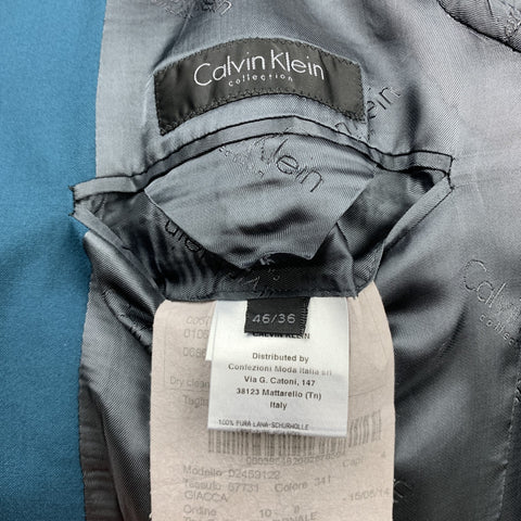CALVIN KLEIN COLLECTION Size 36 Wool Notch Lapel Teal Suit