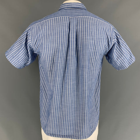 45rpm Size L Blue & White Stripe Cotton Pop-Over Short Sleeve Shirt