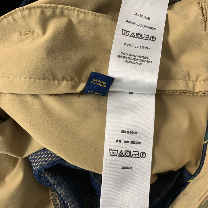 POLO by RALPH LAUREN Talla 33 Pantalones casuales de frente plano de poliéster beige